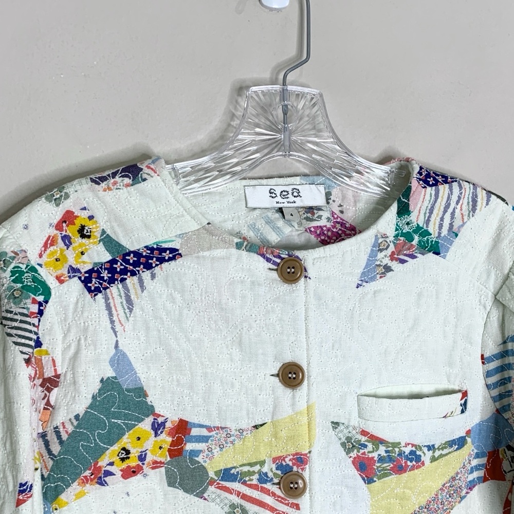 Sea New York Paloma Quilted Jacket (Sz 4) Patchwork Multicolor - Picture 6 of 14